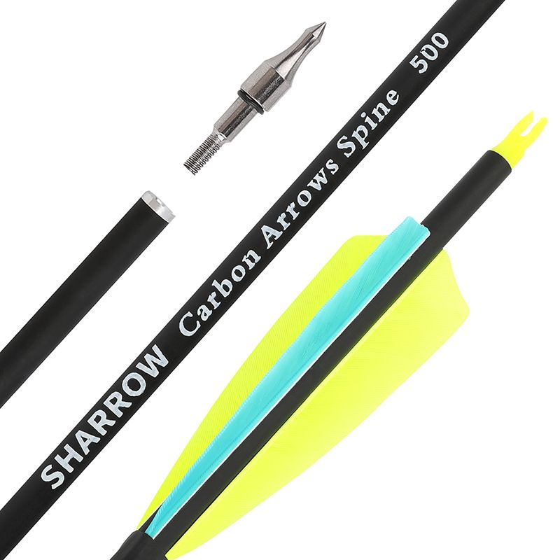 12pcs True Feather Mixed Carbon Arrows Outdoor Shooting Hunting ID6.2mm SP500 Carbon Arrows